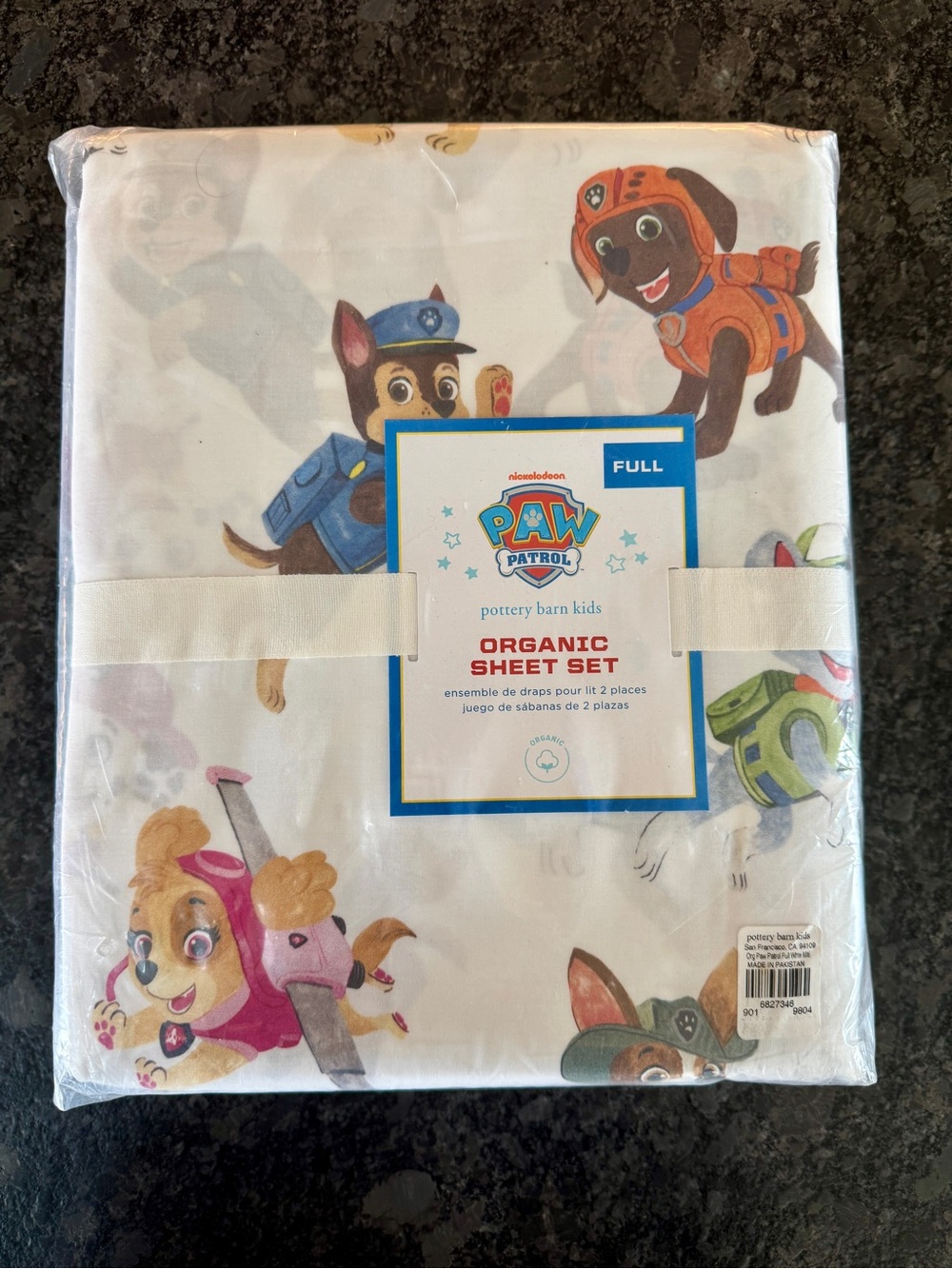 Pottery Barn Kids Paw Patrol Organic Cotton Full Sheet Set